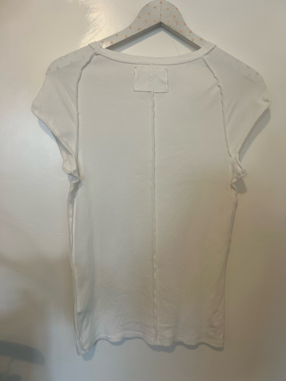 We The Free Cream Short Sleeve Tee with Lace Diamond Appliqué - Picture 5 of 8